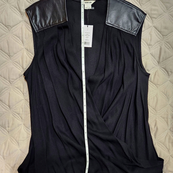 HELMUT LANG Morse Draped Leather Top NWT Sz L Retail $320 - Picture 7 of 8